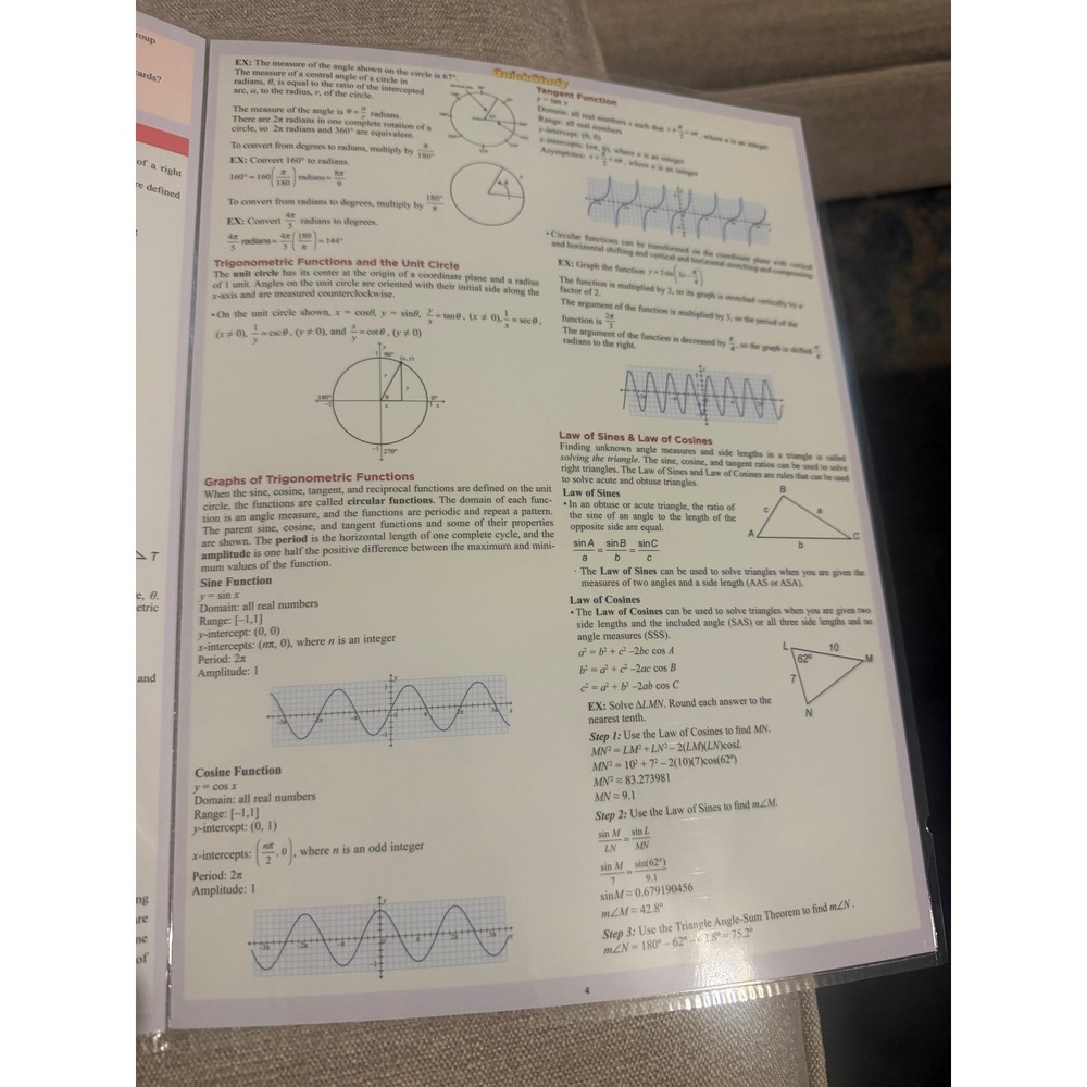 QuickStudy Academic Pre-Calculus Laminated Study Guide BarCharts Reference Guide - Picture 4 of 6